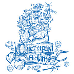 Queen of spades playing card suit. Picture for coloring.