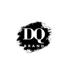 Initial letter DQ brush vector logo template