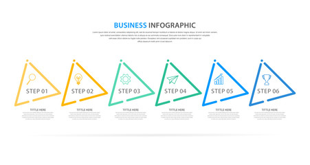 business infographic template, thin line and flat design with 6 option or step, vector eps 10