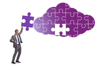 Concept of cloud computing with jigsaw puzzle