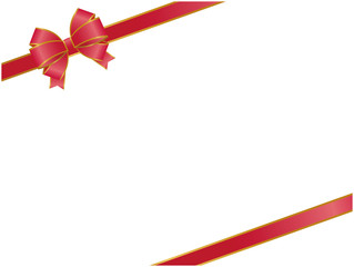 赤色　リボン素材　セット　イラスト