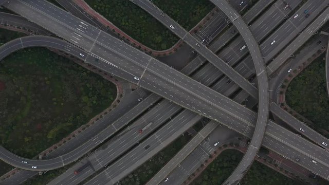 Large interactive interchange and traffic flow top view