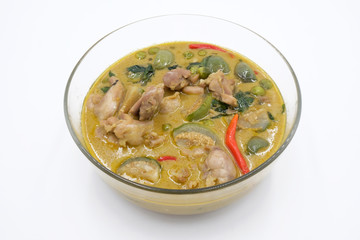 Thai Meal Kit Green Curry Chicken on white background
