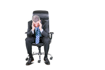 Businessman in formal suit sitting on armchair