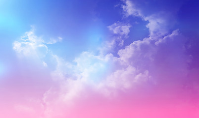 Naklejka na ściany i meble The magical imagination of the sky, the magic of the sky, the pastel clouds for background images and the placement of beautiful letters