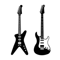 Obraz premium Electric guitar flat vector illustration. Rock music instrument