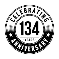 134 years anniversary celebration logo template. Vector and illustration.