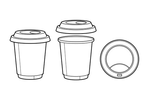 black and white cup icon with cover