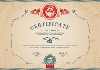 Christmas beige certificate with red Santa Claus and Rat in stamp.
