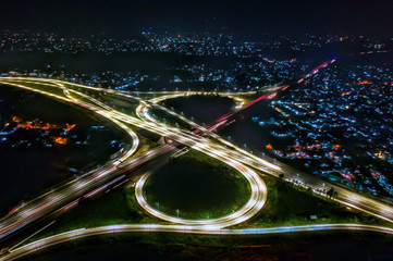 Fototapeta na wymiar night at highway of jakarta