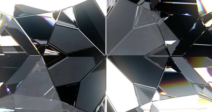diamond close-up like background with circle movement and sparkle glitter effect, shine white light like typical diamond style