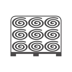Turf Rolls.Lawn rolls on a pallet icon in a flat style.Vector illustration.