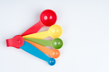Set of measuring spoons made of colored plastic