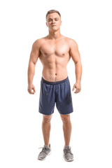 Fototapeta premium Handsome male bodybuilder isolated on white