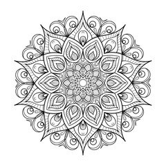 Round flower mandala. Black and white coloring, tatoo