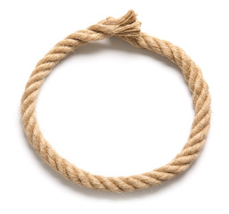 Rope on white background, top view