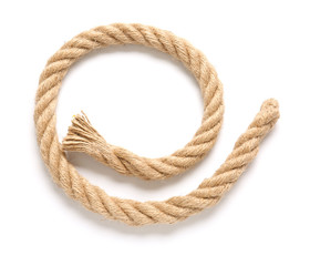 Rope on white background, top view