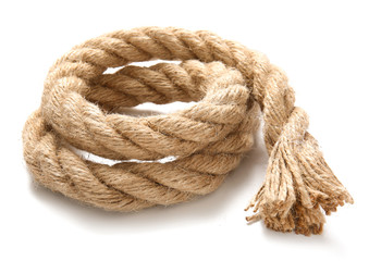Rolled rope on white background