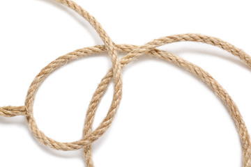 Rope on white background, top view