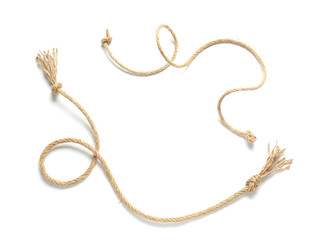 Ropes on white background, top view