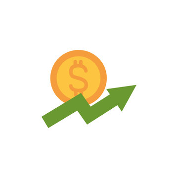 growth arrow coin money flat image style