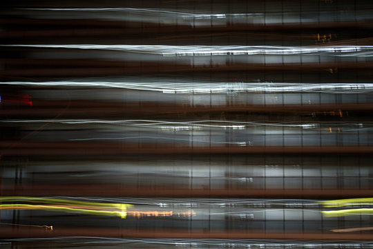 abstract blurred lights of Paris high-rise building at night, copy  space