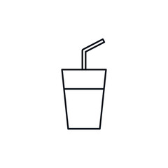 cup with straw celebration party line design icon