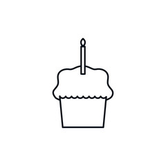 cupcake candle celebration party line design icon