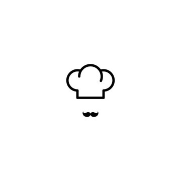 Chef cook cap with mustaches icon isolated on blue. Cooking