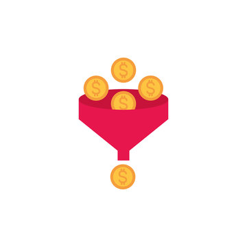 Funnel Coins Money Flat Image Style