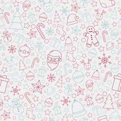 Fototapeta na wymiar Christmas texture with festive elements. Seamless pattern. Vector