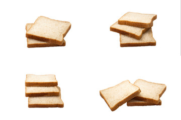 set of fresh bread isolated on white background