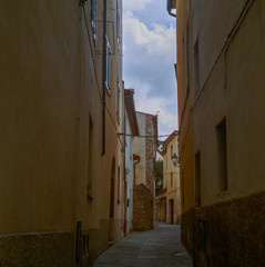The old narrow streets in the medieval town of Massa Marittima in Tuscany shot with analogue film technique - 7