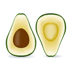 Avocado isolated on white background as package design composition.