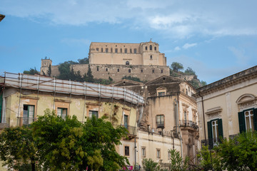 Fototapeta na wymiar City Centre of Scicli with View of San Matteo Church, Ragusa, Sicily, Italy, Europe