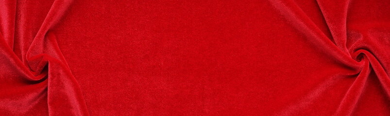 velvet texture banner red color background, expensive luxury fabric,  wallpaper. copy space