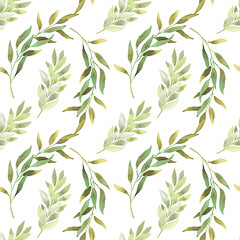 Watercolor seamless pattern with leaves - 303282313