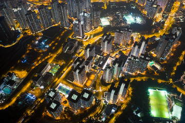 Flats in Hong kong high rise aerial view