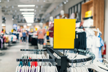 Abstract blurred background of Department store  Blank price board with store