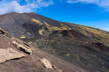 etna volcano near messina on sicily island, italy