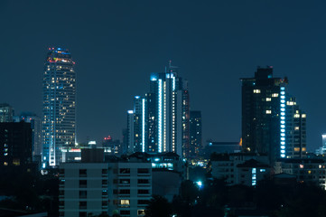 Obraz premium Bangkok night view with skyscraper in business district in Bangkok Thailand