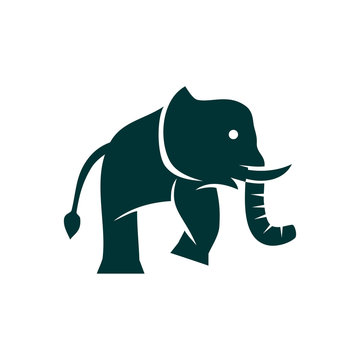 Elephant Simple Cute Logo Design Illustration Template isolated