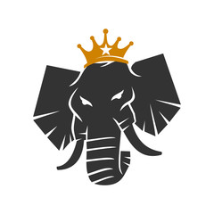 Elephant King Logo Design Vector Illustration Template isolated