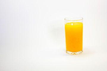 Fresh orange juice in glass on white background, Isolated.
