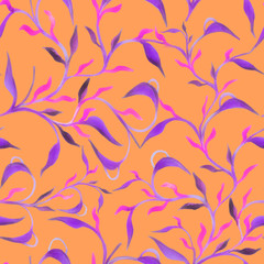 Beautiful hand drawn seamless pattern with watercolour leaves seamless pattern for paper design. Watercolour illustration. Background, wallpaper. hand drawing illustration.