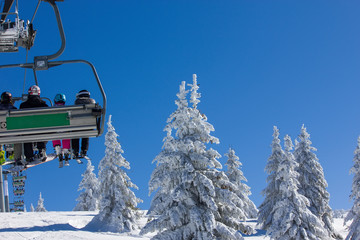 Chair lift in Snowy Winter Landscape