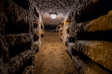 Hidden catacombs under the churches in Italy