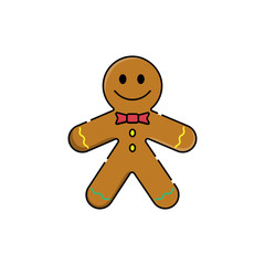 Christmas Gingerbread vector illustration isolated on white background. Cute, Funny Gingerbread in trendy flat design style. Christmas Gingerbread vector icon modern and simple flat symbol for graphic