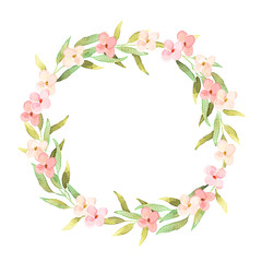 Fototapeta na wymiar Watercolor wreath, frame with flowers, leaves