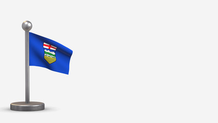 Alberta 3D waving flag illustration on tiny flagpole.